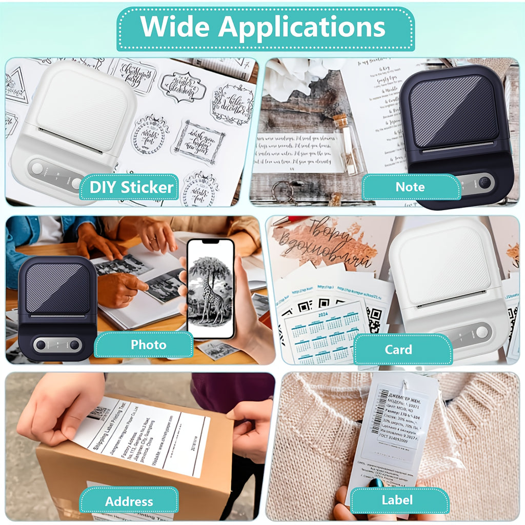 Portable Printer Mini Label Printer Self-adhesive Inkless 12-58mm Label Makers For Photo/Label/Home/Office/Business/Gifts As B21