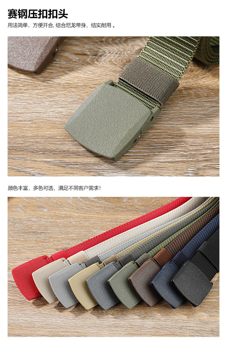 Security check camouflage nylon belt men's tactical belt women's automatic buckle pants belt woven cross-border wholesale