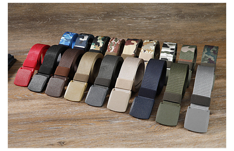 Security check camouflage nylon belt men's tactical belt women's automatic buckle pants belt woven cross-border wholesale