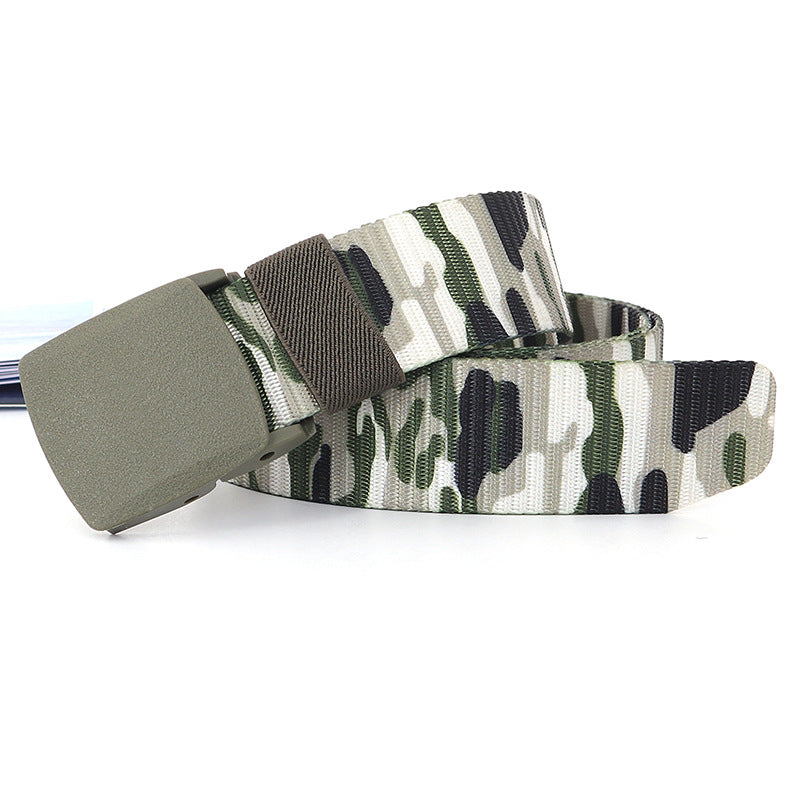 Security check camouflage nylon belt men's tactical belt women's automatic buckle pants belt woven cross-border wholesale