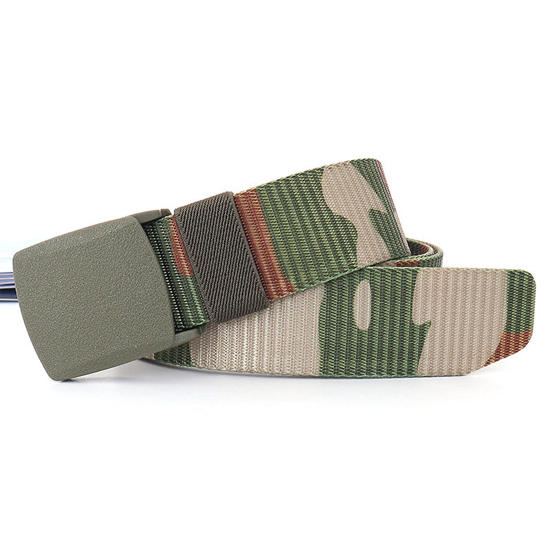 Security check camouflage nylon belt men's tactical belt women's automatic buckle pants belt woven cross-border wholesale