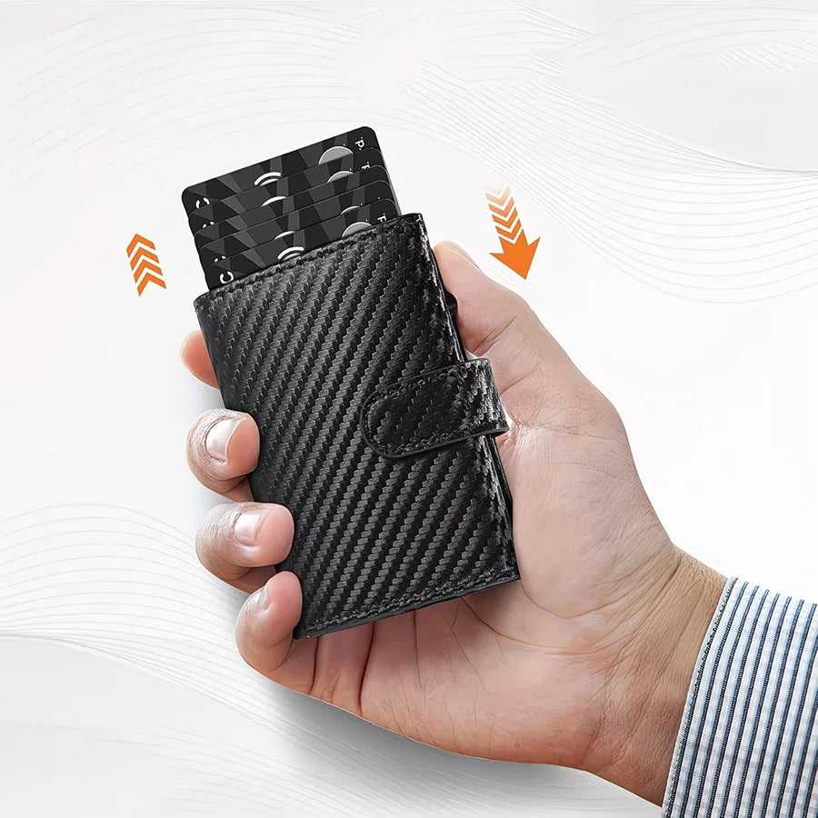 Slim RFID Blocking Men's Wallet with Pop up Card Holder Automatic Credit Card Case
