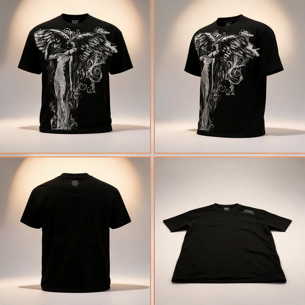 Classic Y2K Gothic Style T-shirt Print Oversized T Shirt High Street Shirts Gothic Round Neck Cotton Tops New Mens Women T Shirt