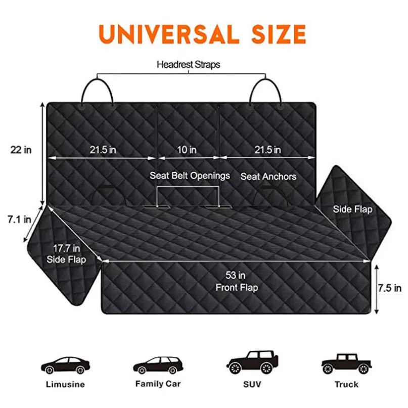Car Dog Seat Cover For Back Seat Waterproof Auto Rear Pet Seat Protector Mat Nonslip Universal Safety Carrier For Outing Dogs