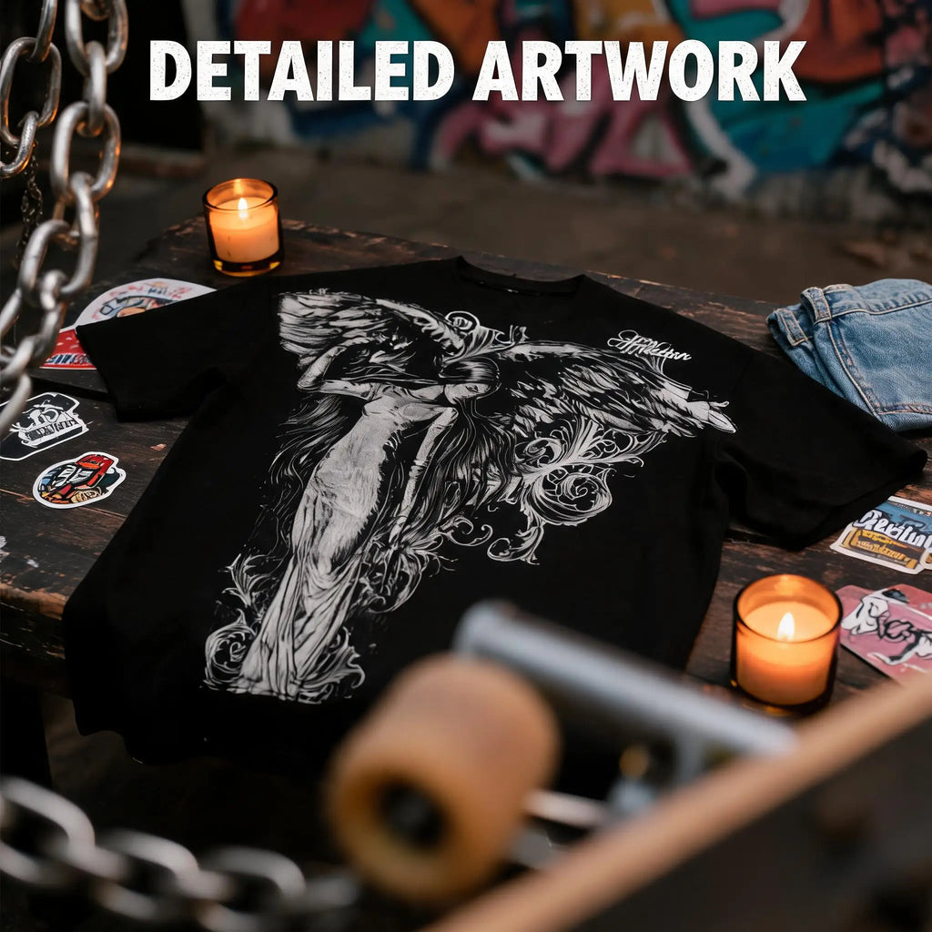 Classic Y2K Gothic Style T-shirt Print Oversized T Shirt High Street Shirts Gothic Round Neck Cotton Tops New Mens Women T Shirt