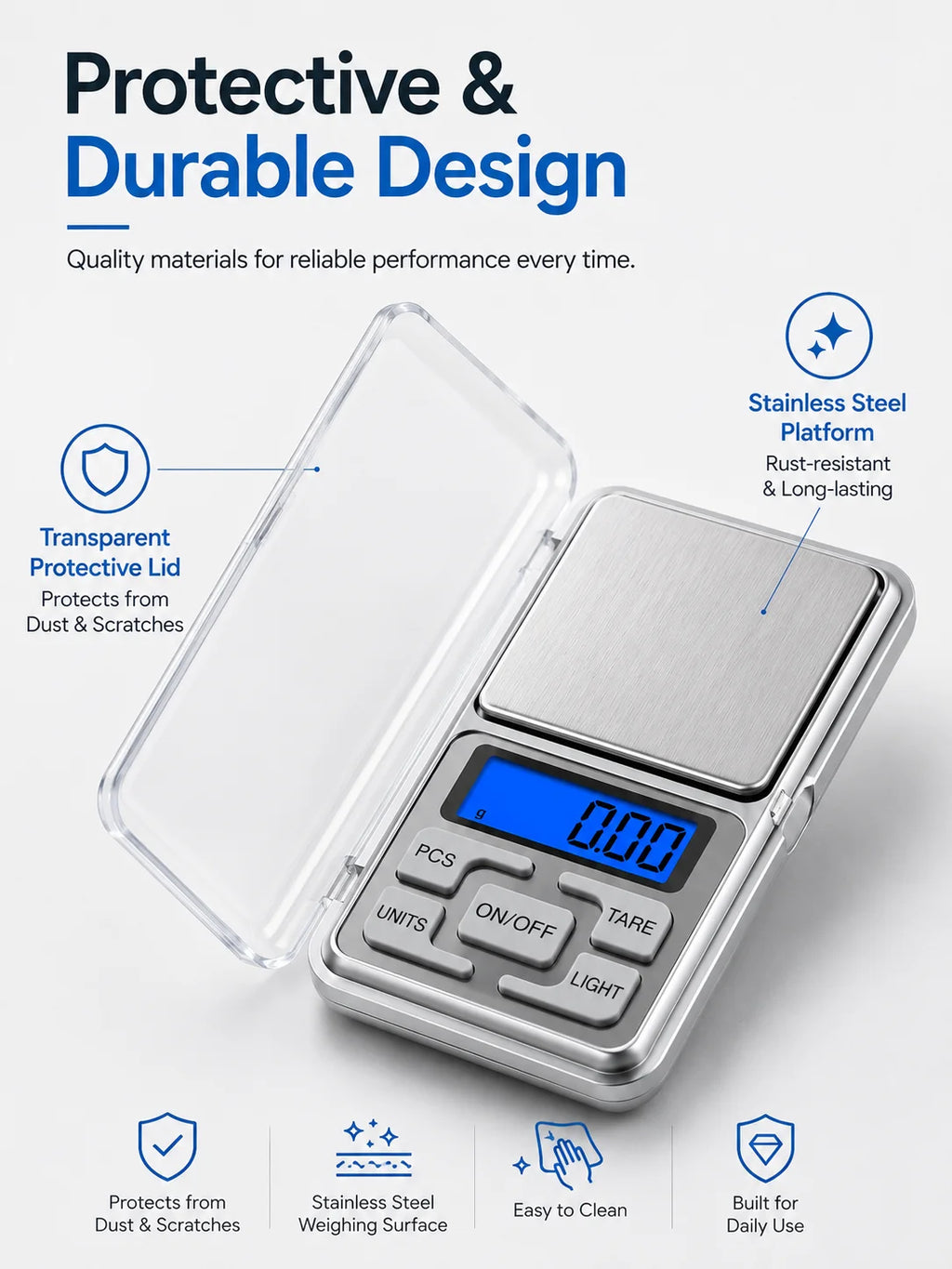 High Precision Mini Pocket Scale 500g/0.01g, Portable Digital Jewelry Scale, Accurate Small LCD Weighing Device for Easy Carry