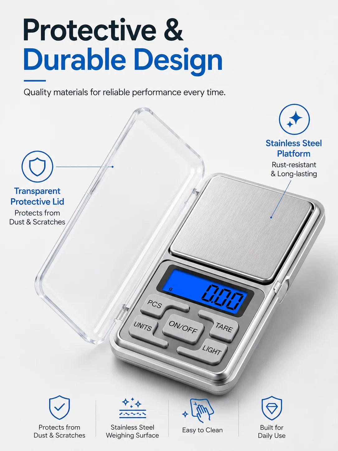High Precision Mini Pocket Scale 500g/0.01g, Portable Digital Jewelry Scale, Accurate Small LCD Weighing Device for Easy Carry