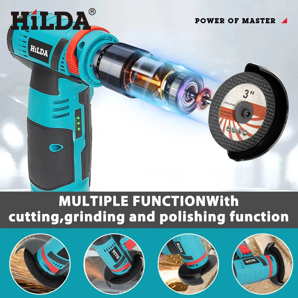 HILDA 12V Angle Grinder Charging Grinding Tool for Polishing and Grinding Diamond Micro Cordless Electric Power Tools