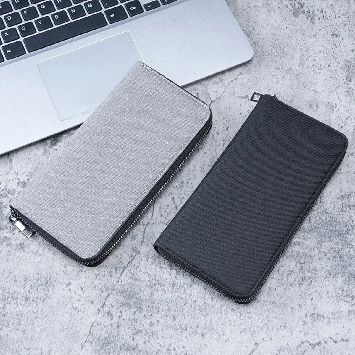 Men Canvas Long Wallet Large Capacity Multiple Card Slots Zipper Purse Business Handbag Card Holder Coin Bag