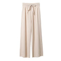 2026 Women Ankle-Length Wide Leg Pants Casual Summer Solid Elastic Waist Loose Ice Silk Pants Spring Summer Female Trousers
