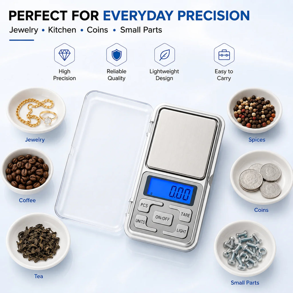 High Precision Mini Pocket Scale 500g/0.01g, Portable Digital Jewelry Scale, Accurate Small LCD Weighing Device for Easy Carry