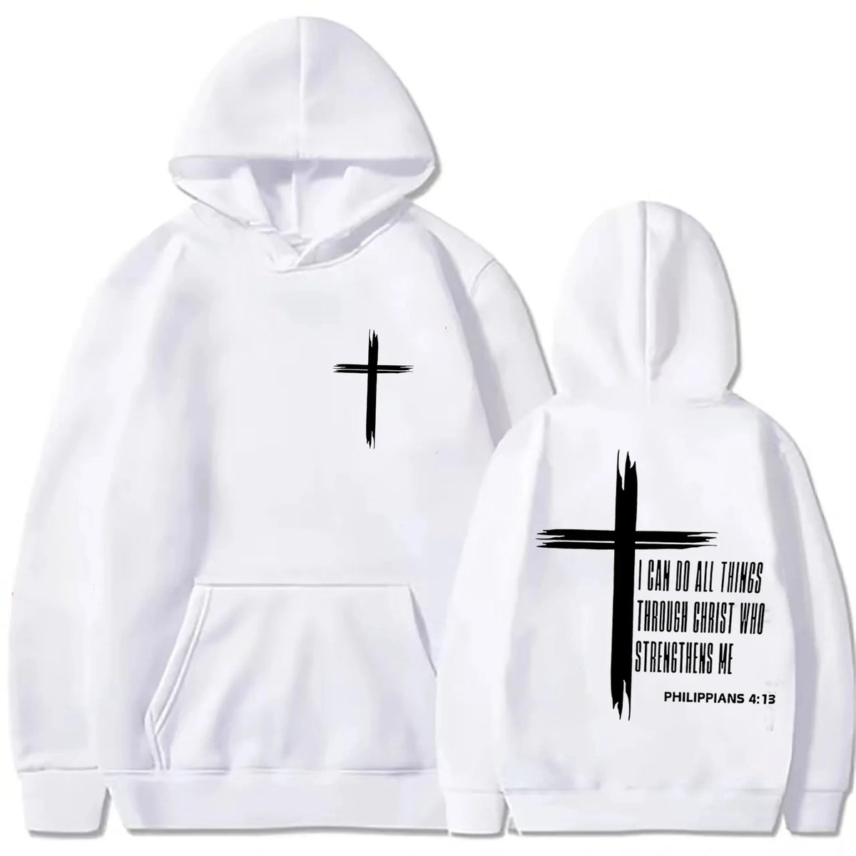 Men's Hoodie with Religious Cross and Motivational Text Prints Pullover Style Autumn Fashion Hooded Hoodie Casual Hoodie Unisex