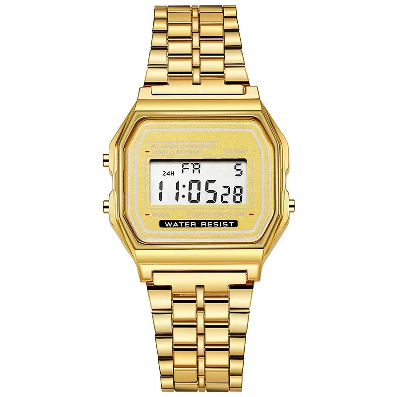 Stainless Steel LED Digital Watches for Men Gold Sliver Luxury Electronic Watch Fashion Business Mens Watch Relogios Masculino