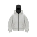 Unisex Balaclava Hoodie Warm Loose Hooded Jacket Zip-up Casual Jacket with Face Mask for Autumn Winter Outdoor Sports Streetwear
