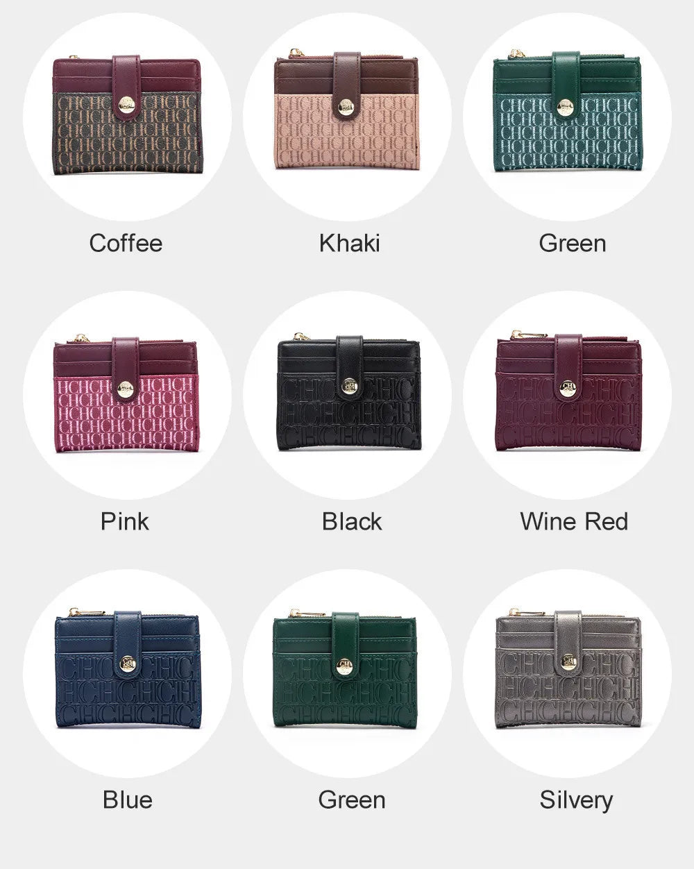 CH Luxury Brand Classic Square Design Wallet Fashion Button Classic Small and Lightweight Luxury Women's Folding Wallet