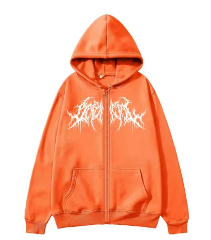 Men's Zipper Hoodie, Printed Pattern, Hip Hop Style, Gothic 2025 Autumn/Winter Warm Long Sleeve Sweatshirt