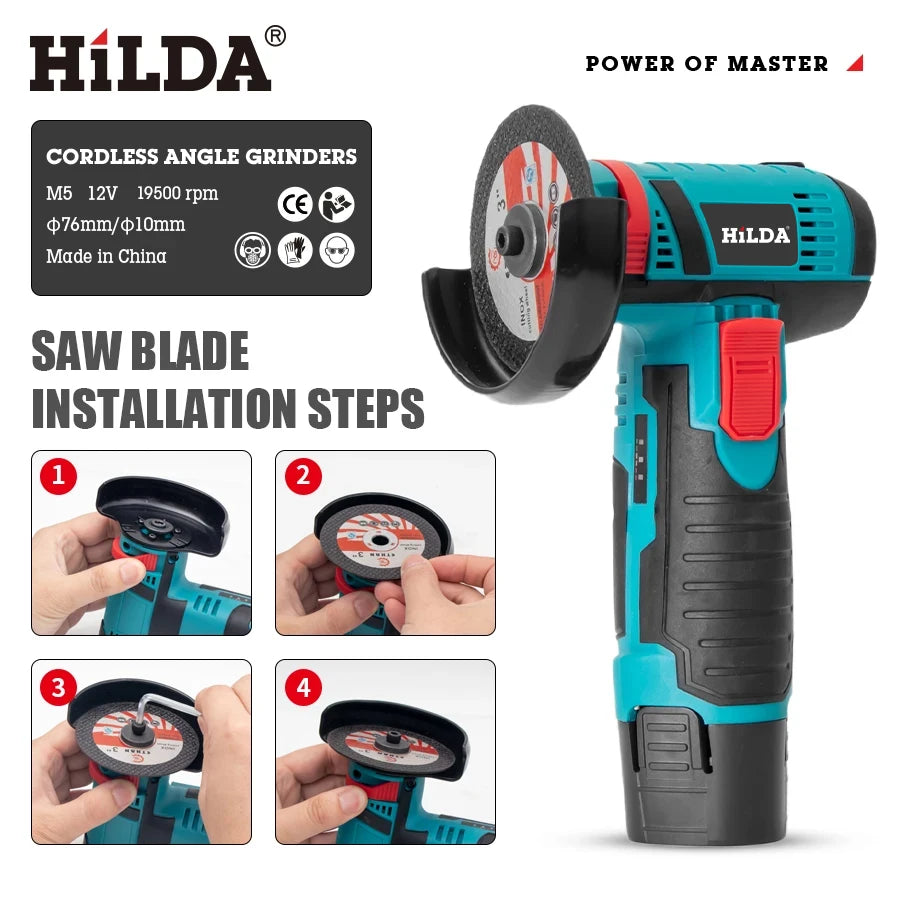 HILDA 12V Angle Grinder Charging Grinding Tool for Polishing and Grinding Diamond Micro Cordless Electric Power Tools