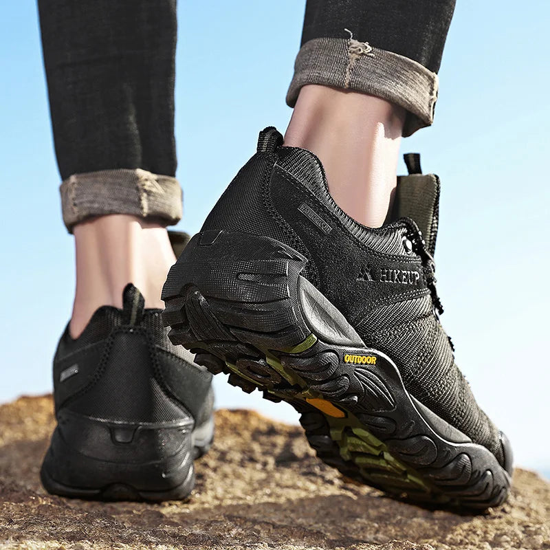 HIKEUP Non-slip Men Hiking Shoes Breathable Outdoor Wear Resistant Splashproof Climbing Men Sneaker Tourism Mountain Shoes