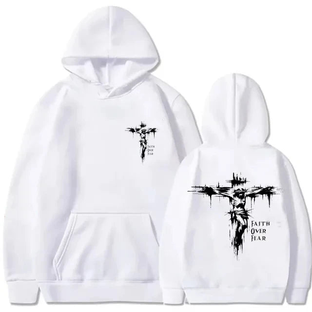 Men's Hoodie with Religious Cross and Motivational Text Prints Pullover Style Autumn Fashion Hooded Hoodie Casual Hoodie Unisex