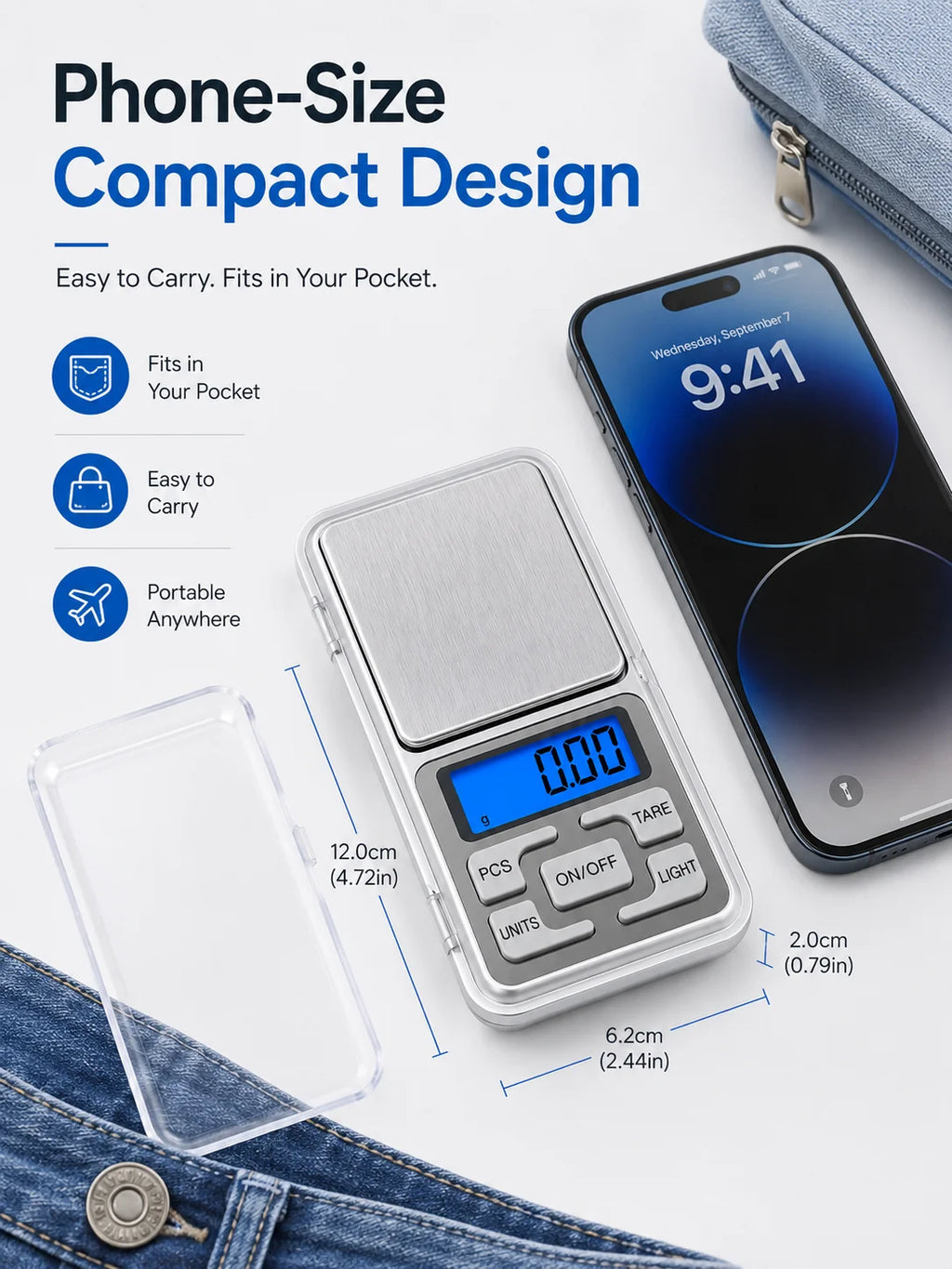 High Precision Mini Pocket Scale 500g/0.01g, Portable Digital Jewelry Scale, Accurate Small LCD Weighing Device for Easy Carry