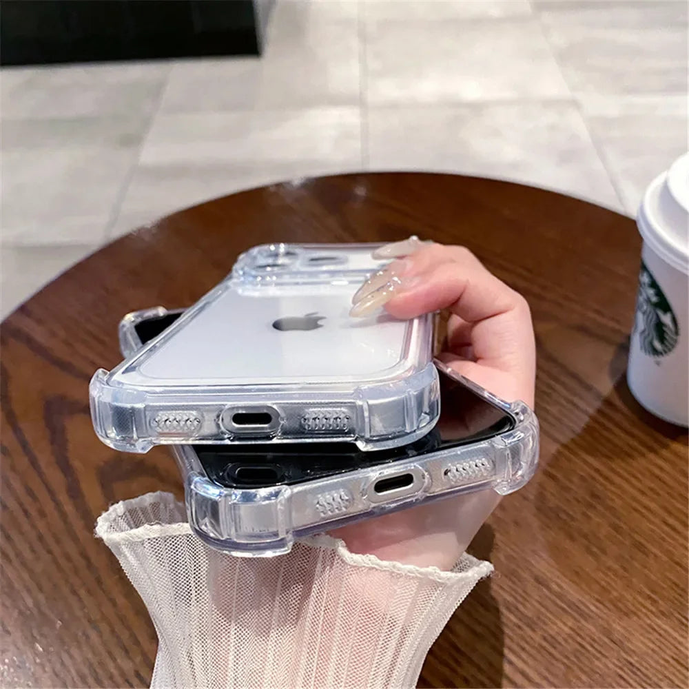 Shockproof Bumper Protector HD Clear Acrylic Phone Case For iPhone 18 17 16 15 14 13 12 11 Pro Max Back Cover Transparent Funda