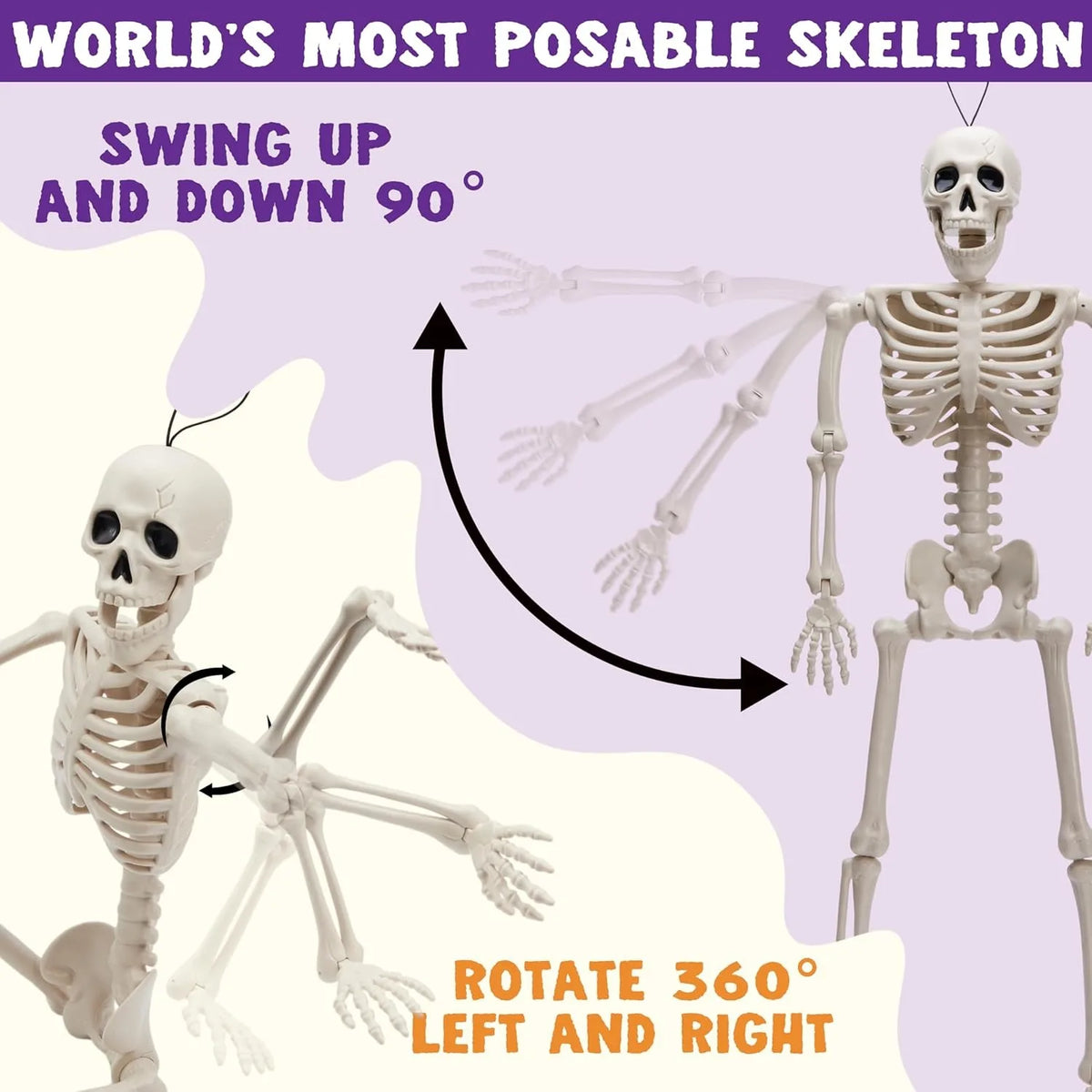 5pcs Halloween Skeleton Decorations, 16 inches, Photobooth Props for Party Events, full-body movable joints, for Halloween decoration, graveyard props, haunted house accessories, horror scenes, the best props for photography