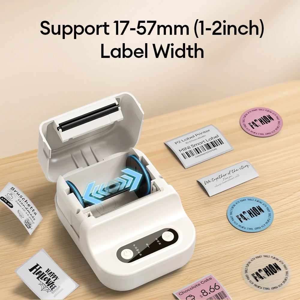 Portable Printer Mini Label Printer Self-adhesive Inkless 12-58mm Label Makers For Photo/Label/Home/Office/Business/Gifts As B21