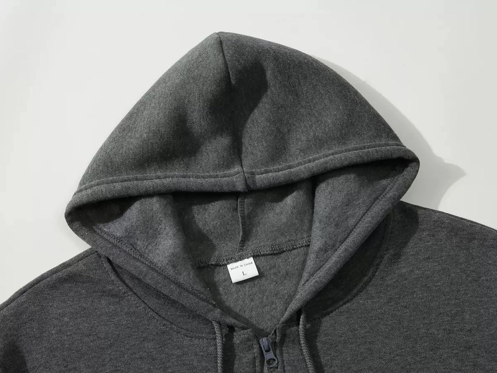 Men's Zipper Hoodie, Printed Pattern, Hip Hop Style, Gothic 2025 Autumn/Winter Warm Long Sleeve Sweatshirt