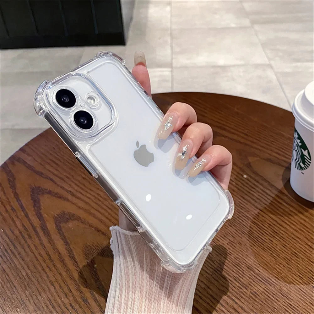 Shockproof Bumper Protector HD Clear Acrylic Phone Case For iPhone 18 17 16 15 14 13 12 11 Pro Max Back Cover Transparent Funda