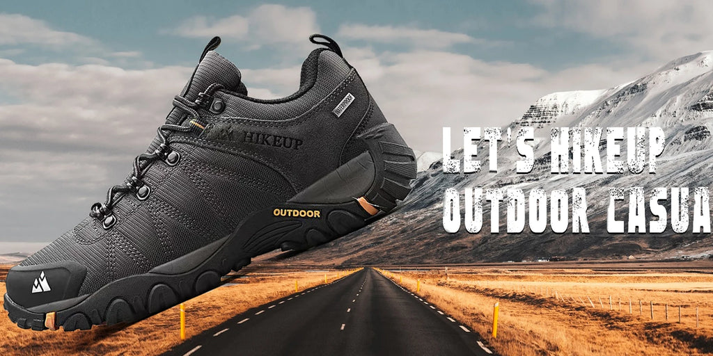 HIKEUP Non-slip Men Hiking Shoes Breathable Outdoor Wear Resistant Splashproof Climbing Men Sneaker Tourism Mountain Shoes