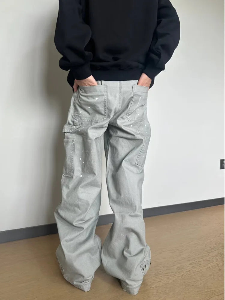 PFNW 2025 Autumn Men's Jeans Loose Long Pants Korea Fashion High Street Solid Color Male Wide Leg Trousers 28W9729