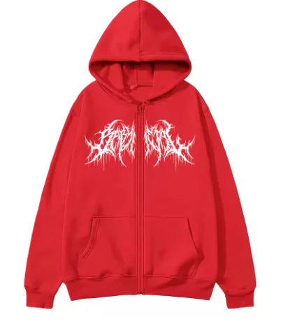 Men's Zipper Hoodie, Printed Pattern, Hip Hop Style, Gothic 2025 Autumn/Winter Warm Long Sleeve Sweatshirt
