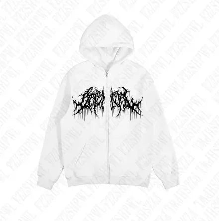Men's Zipper Hoodie, Printed Pattern, Hip Hop Style, Gothic 2025 Autumn/Winter Warm Long Sleeve Sweatshirt