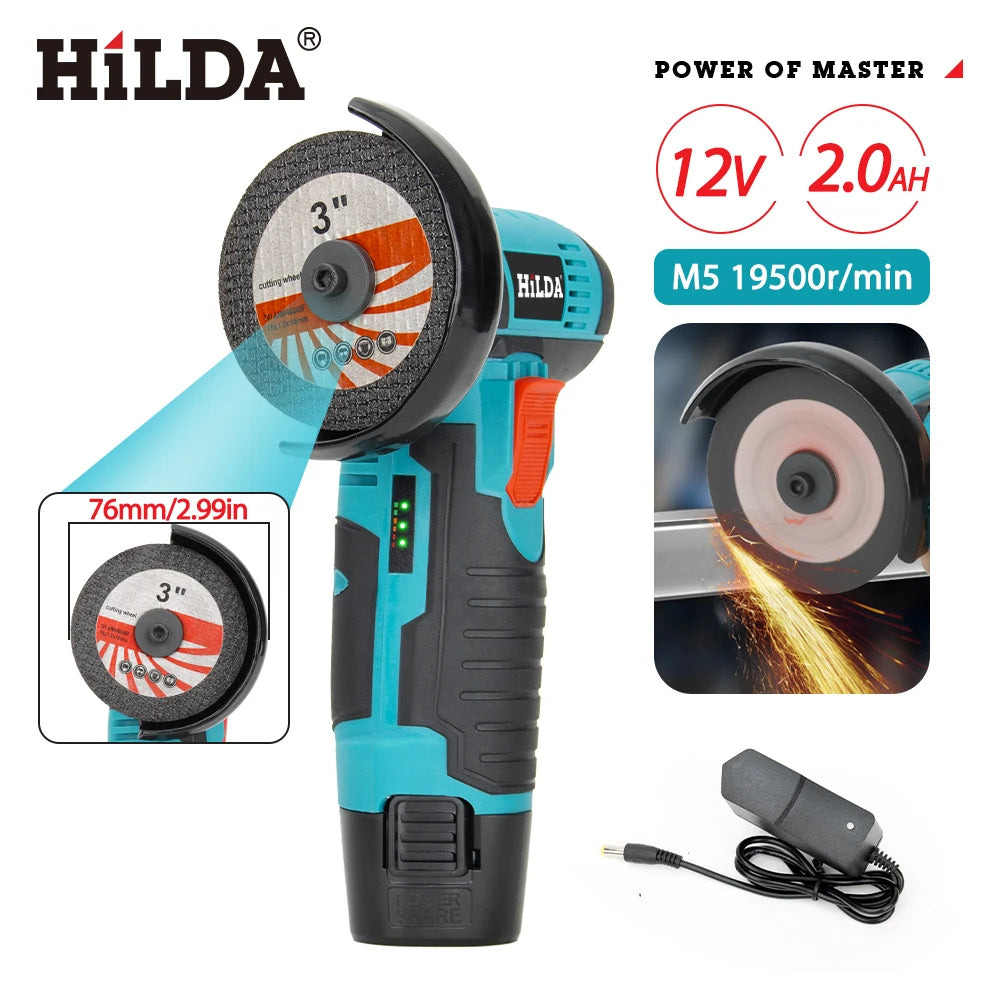 HILDA 12V Angle Grinder Charging Grinding Tool for Polishing and Grinding Diamond Micro Cordless Electric Power Tools