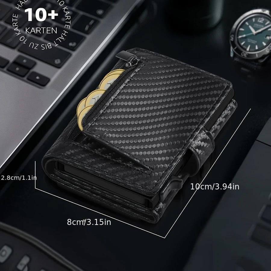 Slim RFID Blocking Men's Wallet with Pop up Card Holder Automatic Credit Card Case