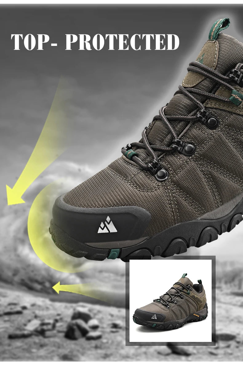 HIKEUP Non-slip Men Hiking Shoes Breathable Outdoor Wear Resistant Splashproof Climbing Men Sneaker Tourism Mountain Shoes