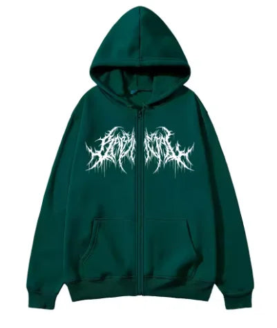 Men's Zipper Hoodie, Printed Pattern, Hip Hop Style, Gothic 2025 Autumn/Winter Warm Long Sleeve Sweatshirt