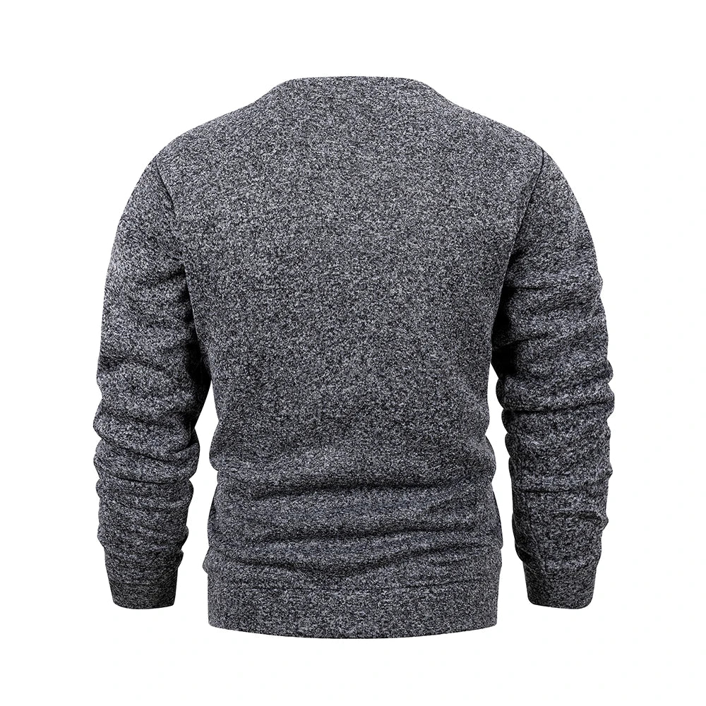 Men's  Autumn Long Sleeve Knit Pullover Solid Color Crewneck Warm Sweater Men Casual Loose Sweatshirt Street Sportswear