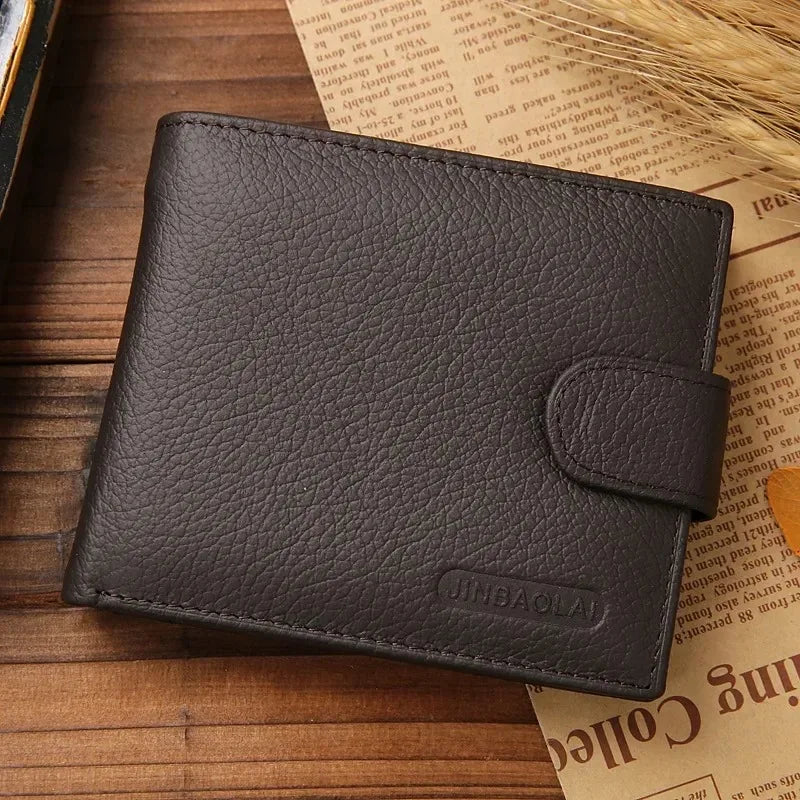 Genuine Leather Mens Wallet Premium Product Real Cowhide Wallets For Man Short Black Wallet Portefeuille Homme Short Purses