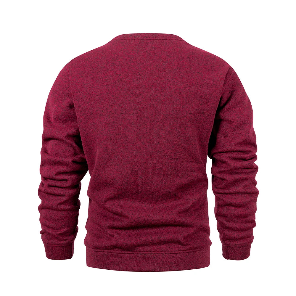 Men's  Autumn Long Sleeve Knit Pullover Solid Color Crewneck Warm Sweater Men Casual Loose Sweatshirt Street Sportswear