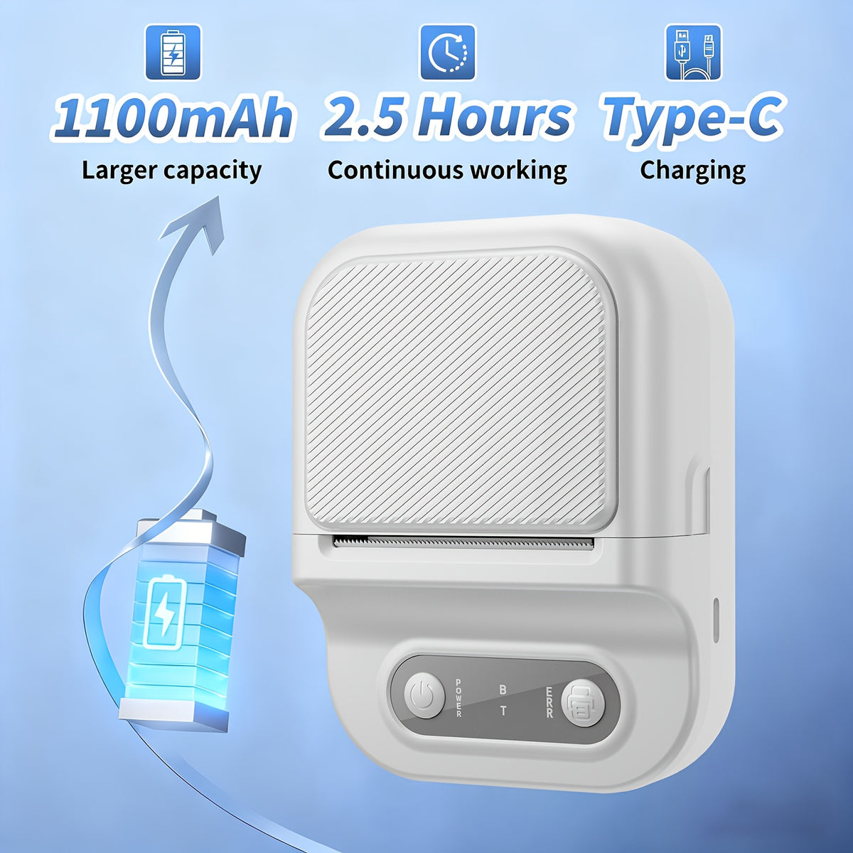 Portable Printer Mini Label Printer Self-adhesive Inkless 12-58mm Label Makers For Photo/Label/Home/Office/Business/Gifts As B21